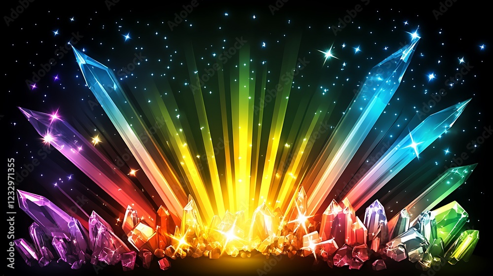 Fototapeta premium Rainbow Crystals Radiate Bright Light and Sparkle