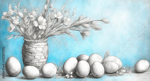 easter still life with eggs