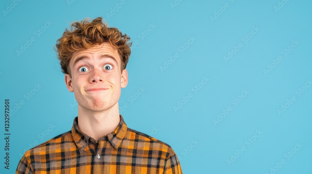 portrait of a young man with a funny expression on his face portrait of a young man with a funny expression on his face