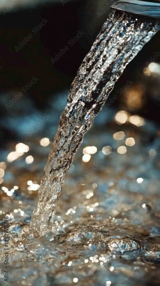 Flowing water creates sparkling reflections in a natural environment Flowing water creates sparkling reflections in a natural environment