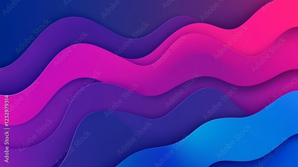 Abstract Wavy Layers of Vibrant Purple and Blue Hues Abstract Wavy Layers of Vibrant Purple and Blue Hues