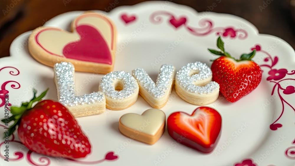 Obraz premium The Word 'Love': Romantic Ideas for Valentine's Day Decor in Various Places and Styles That Highlight Your Feelings and Create an Atmosphere of Love.
