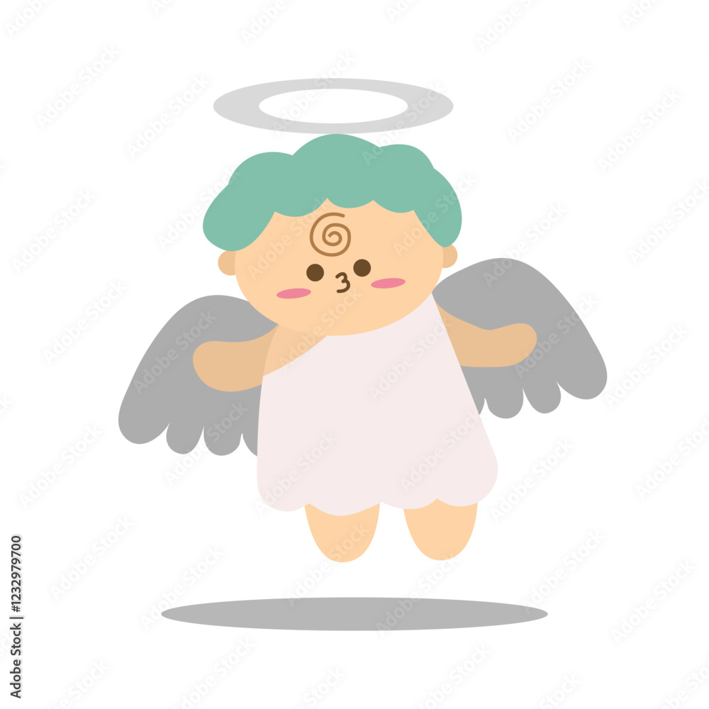 Valentine's Day. Little cute cupid. Set of vector elements in romantic style. Suitable for decorative elements for invitatition, clip art, sticker, etc Valentine's Day. Little cute cupid. Set of vector elements in romantic style. Suitable for decorative elements for invitatition, clip art, sticker, etc