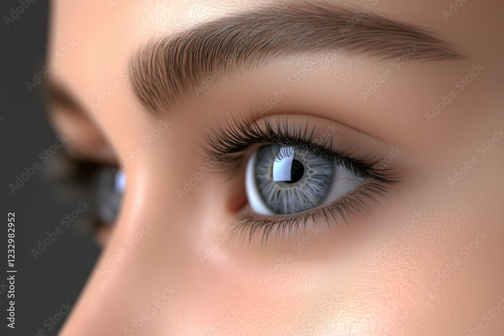 Hyper-detailed shot of a womana??s platinum gray eye, highlighting sharp contrasts and fine textures in the iris and pupil, in Hyper-detailed shot of a womana??s platinum gray eye, highlighting sharp contrasts and fine textures in the iris and pupil, in