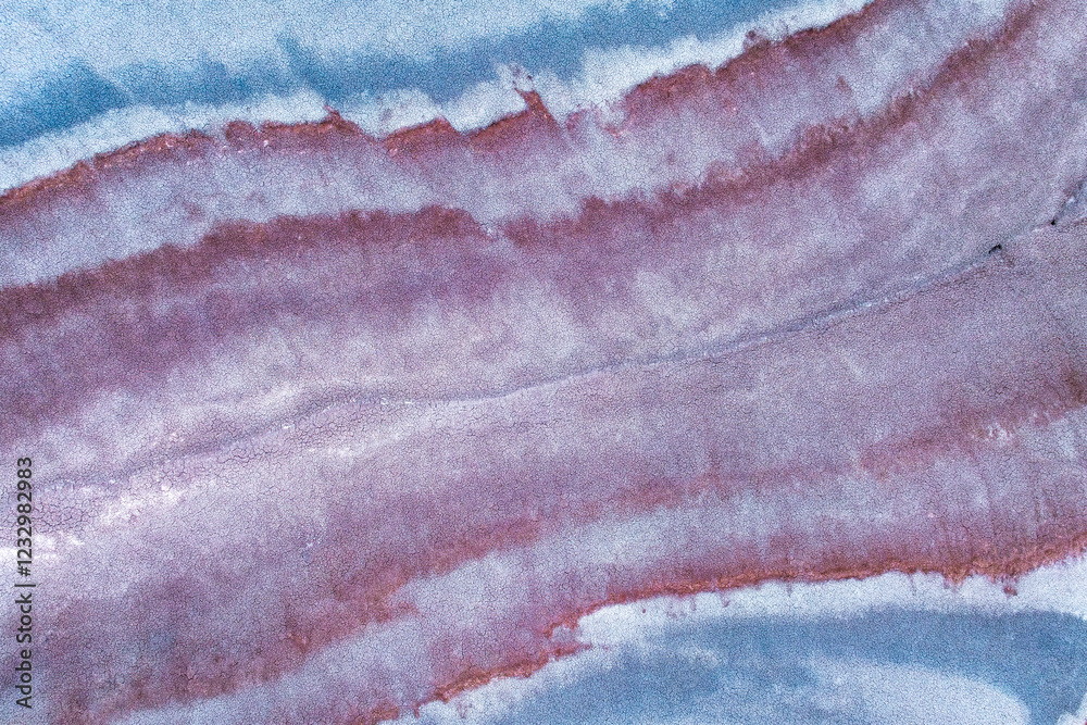 Aerial view of colorful sandstone landscape patterns