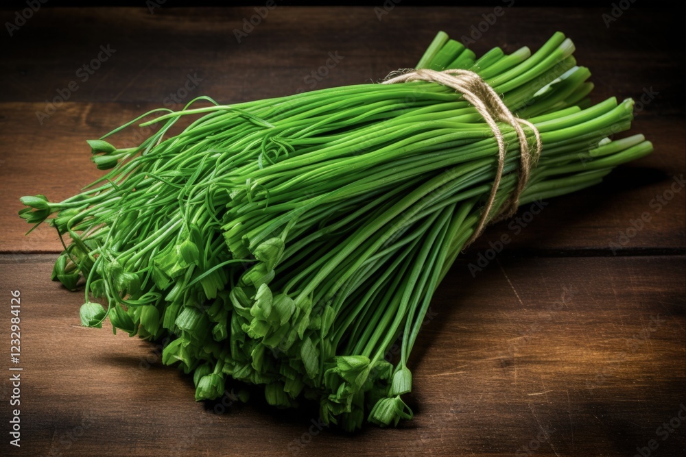 Fresh Culinary Herb: Savoury Chives in a Raw Bundle for Flavouring Fresh Culinary Herb: Savoury Chives in a Raw Bundle for Flavouring