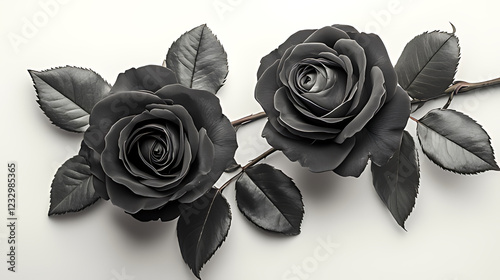 Elegant dark roses, studio shot, white background, sympathy card design photo