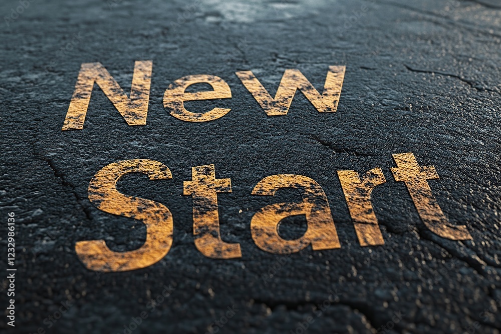 Fototapeta premium Word New Start on asphalt road