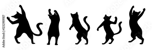 Cartoon Cat Poses  Simple and Cute Cat Silhouettes