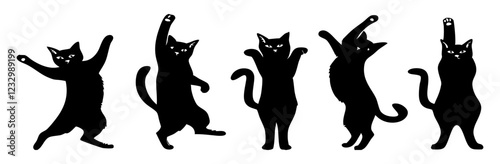 Cartoon Cat Poses  Simple and Cute Cat Silhouettes