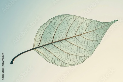 Detailed close-up of a green leaf showcasing its unique texture and structure...