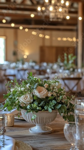 Elegant wedding decor with floral arrangements and intimate lighting in a rec...