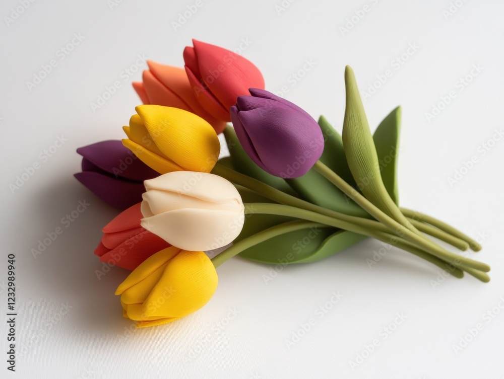 Obraz premium colorful bouquet of tulips on a white background