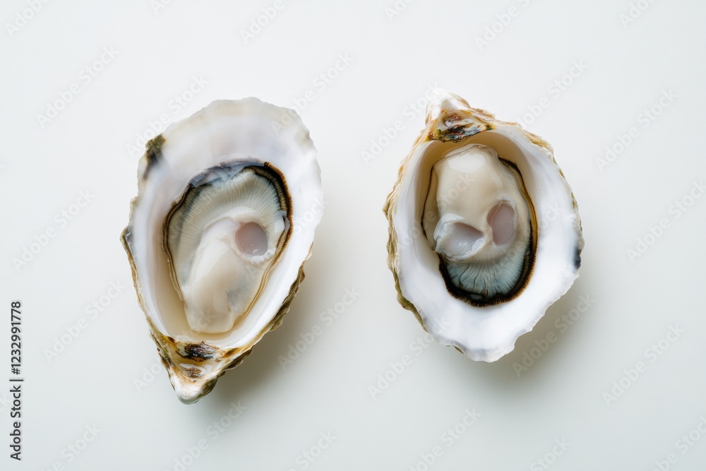 two fresh oysters open and ready to eat two fresh oysters open and ready to eat