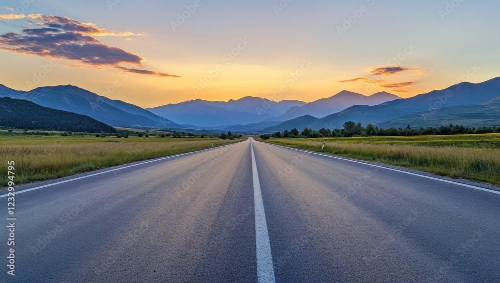 Sunset Road Trip Through Majestic Mountains Sunset Road Trip Through Majestic Mountains