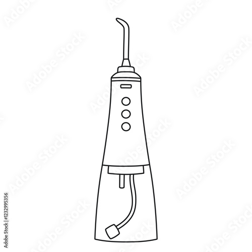 Sketch silhouette of an oral irrigator, water flosser, teeth brushing machine, portable water