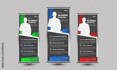 Corporate rollup banner template, advertisement, pull up, vector illustration, business flyer, and display banner for your Corporate business template