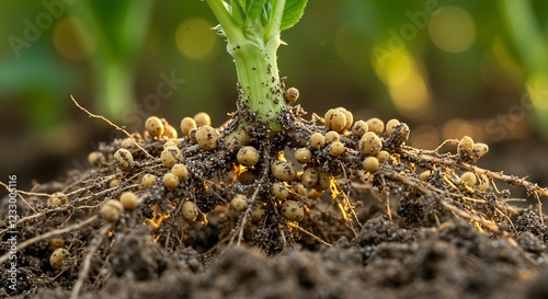 Soybean Plant Roots with Nitrogen Fixing Nodules photo