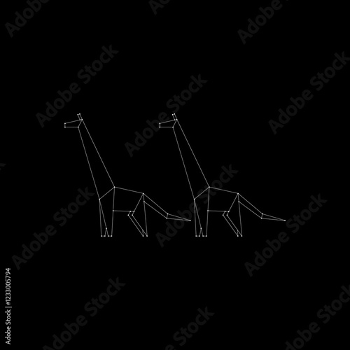 Pair Giraffe Polygonal Lines, can use for Logo, Pictogram, Animal Figure, Website, Apps, or Graphic Design Element. Vector Illustration