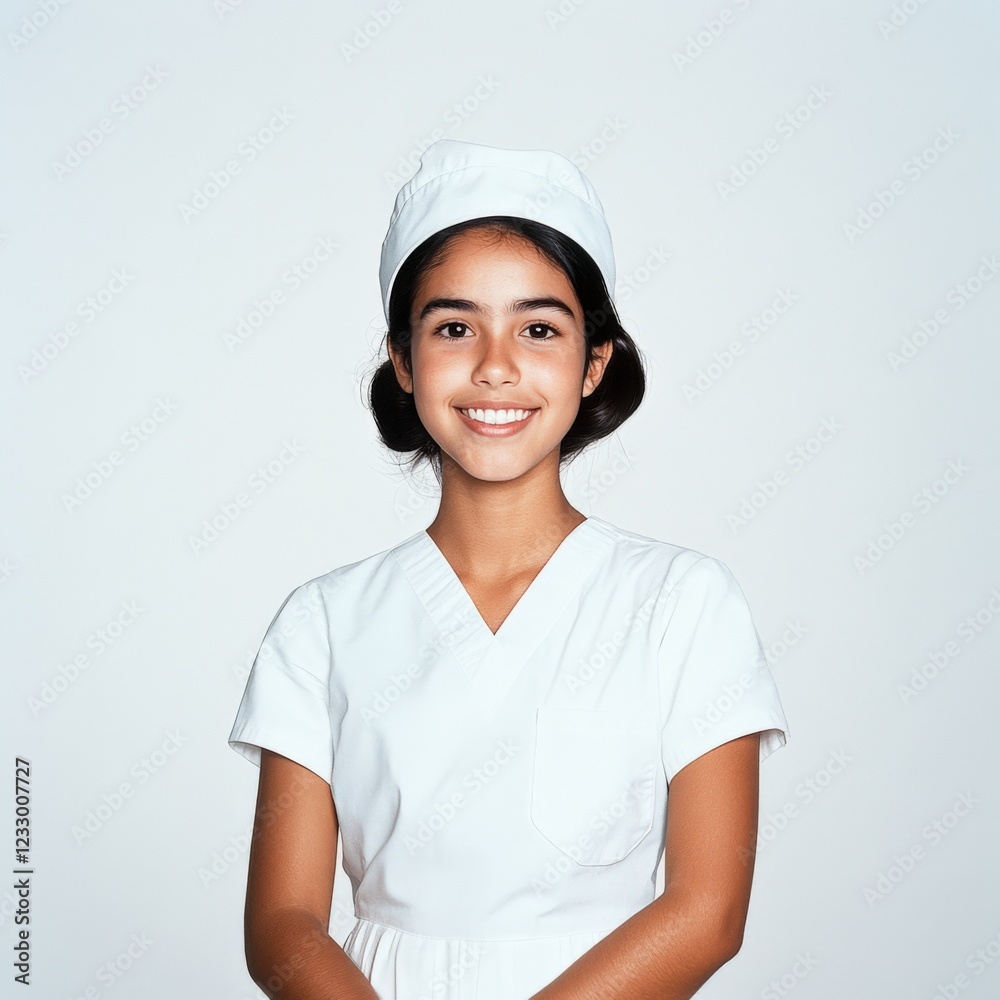 young medical professional smiling confidently in white uniform young medical professional smiling confidently in white uniform