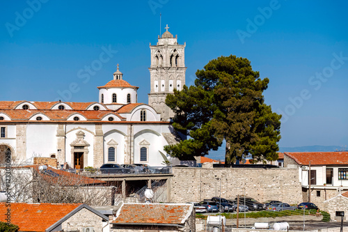 Church of the Holy Cross dominating Pano Lefkara village in Cyprus. Larnaca District