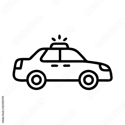 Police Car Icon for Law Enforcement and Security Themes