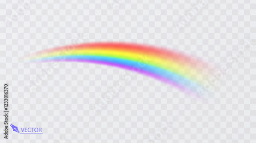 Colorful rainbow on transparent background Vivid vector colorful rainbow
