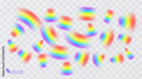 Colorful rainbow on transparent background Vivid vector colorful rainbow