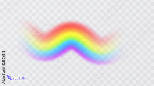 Colorful rainbow on transparent background Vivid vector colorful rainbow