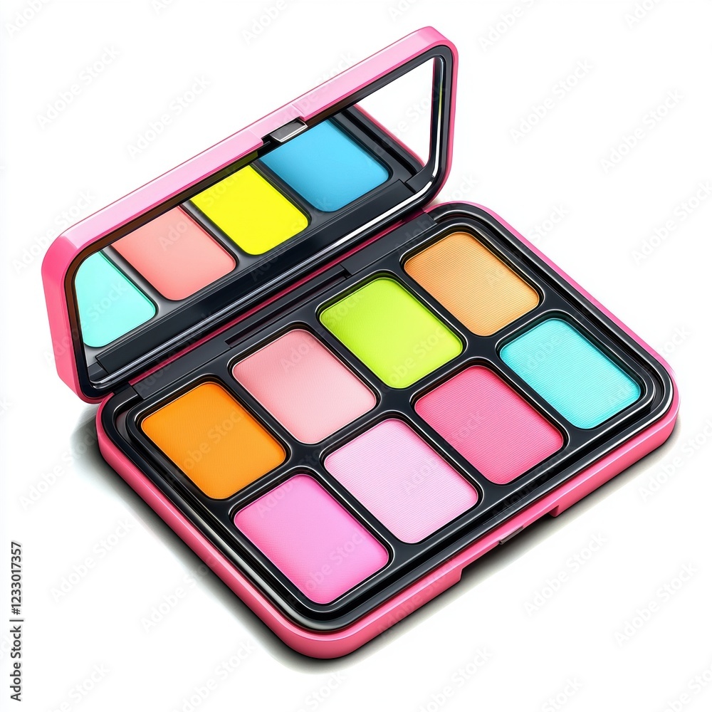 Compact magnetic makeup palette organizer with customizable slots, placed on a bright white background Compact magnetic makeup palette organizer with customizable slots, placed on a bright white background