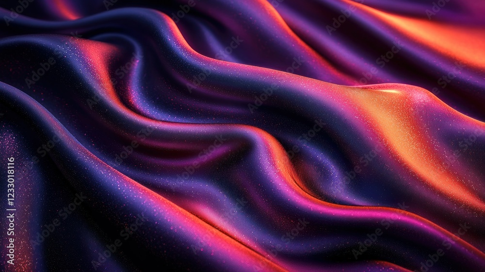 Obraz premium Shimmering silk fabric draped with colorful light and shadows