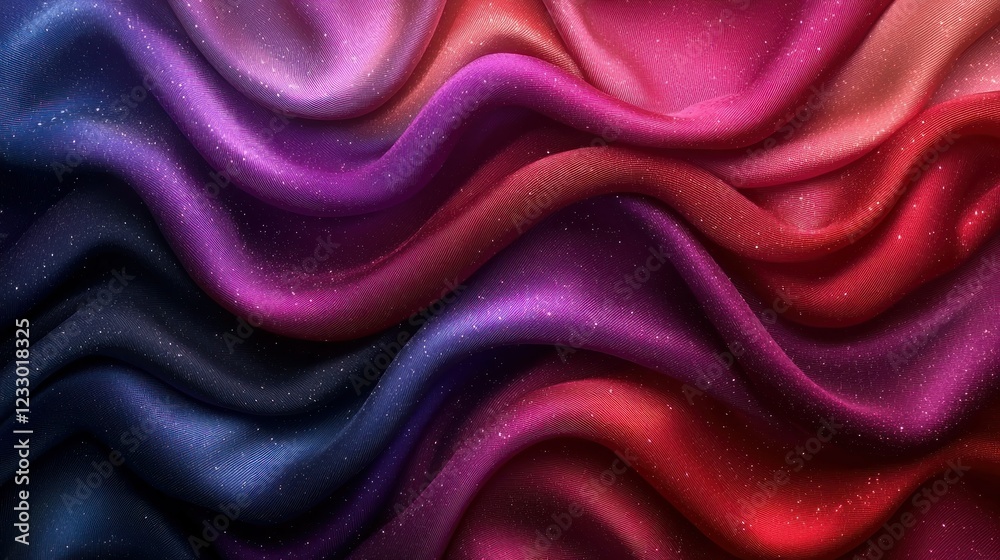Obraz premium Shimmering silk waves in vibrant gradient, abstract background, design texture