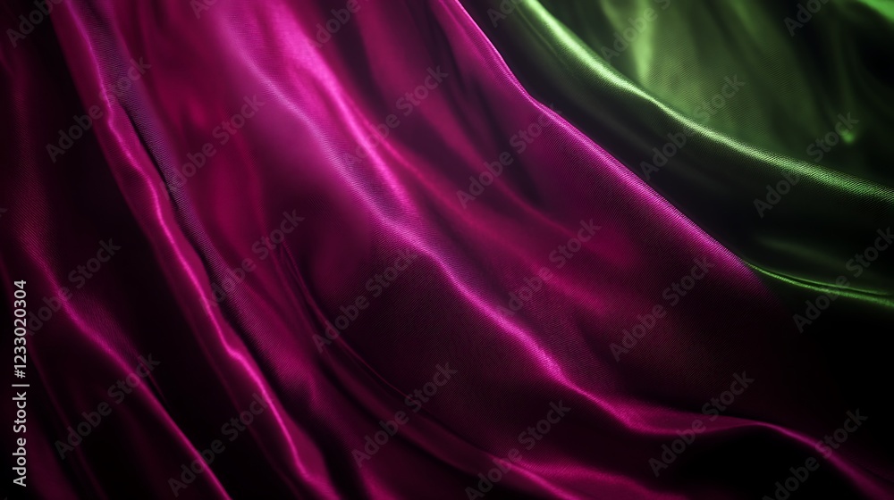 Obraz premium Draped purple and green silk fabric shows texture and folds