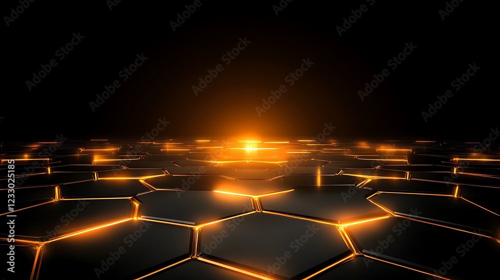 Obraz premium Illuminated Hexagonal Grid Abstract Design