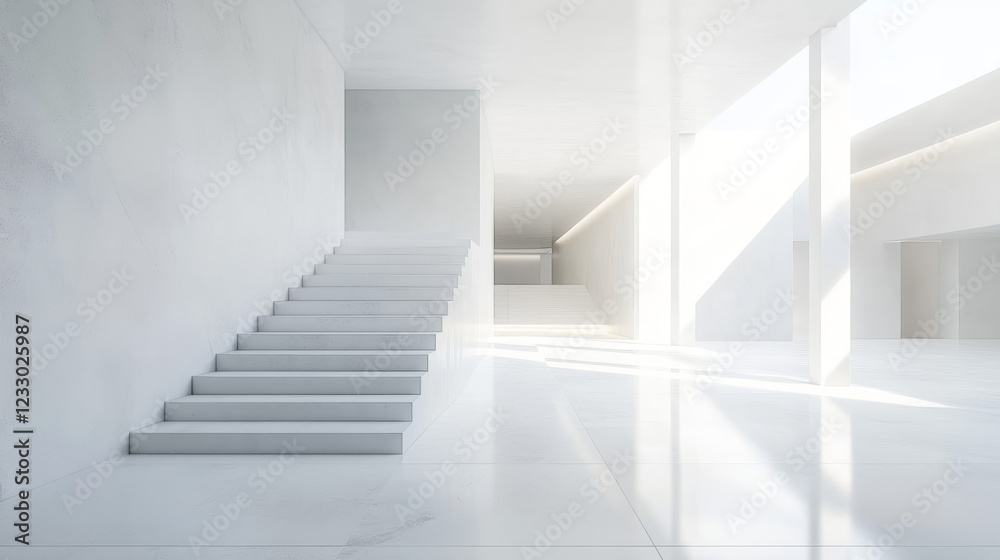 abstract white background architecture warehouse hall 3d render illustration abstract white background architecture warehouse hall 3d render illustration