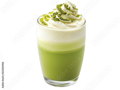glass of matcha milk isolated on transparent background photo