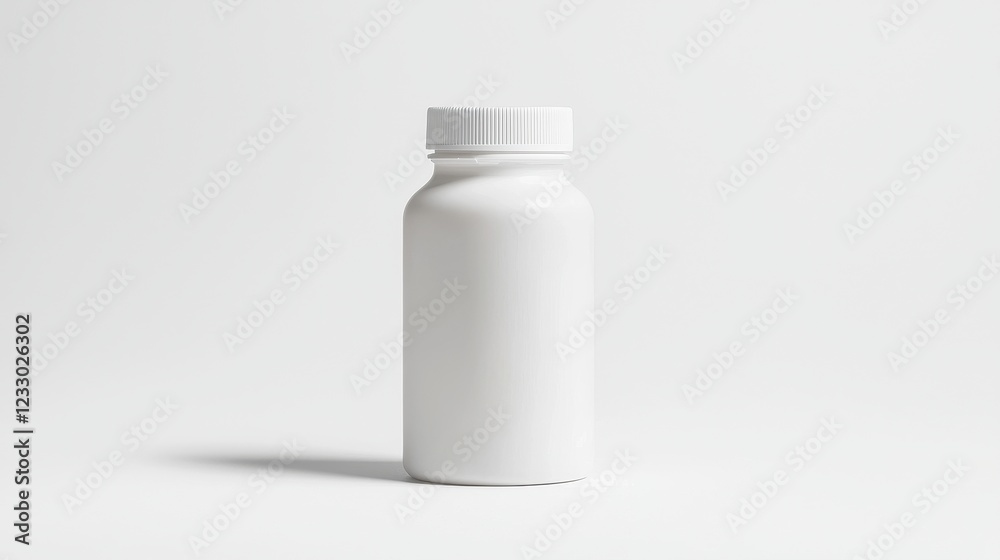 Plain White Bottle on Minimalist Surface with Soft Shadows Plain White Bottle on Minimalist Surface with Soft Shadows