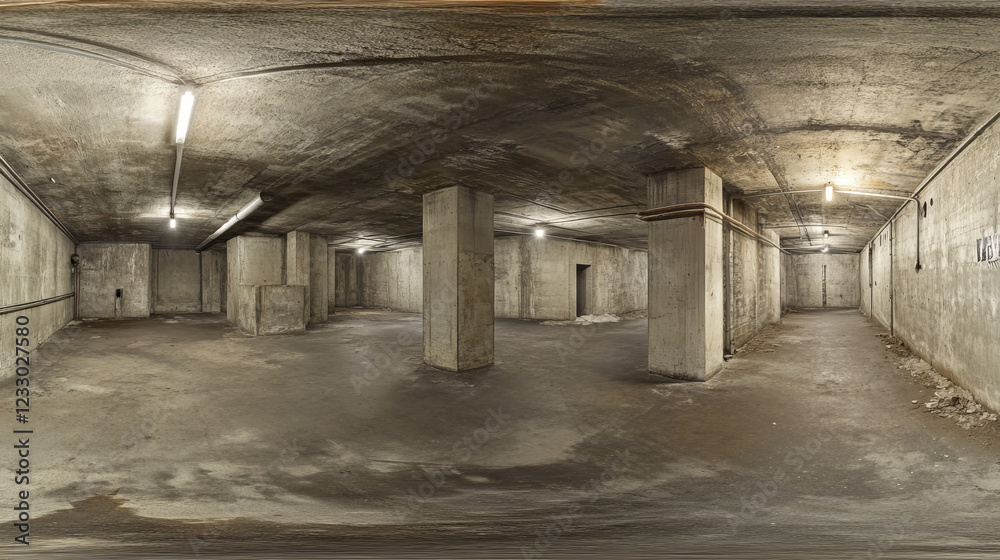 360 degree full panorama of empty dark metal and concrete basement 3d render illustration hdri hdr vr virtual reality 360 degree full panorama of empty dark metal and concrete basement 3d render illustration hdri hdr vr virtual reality