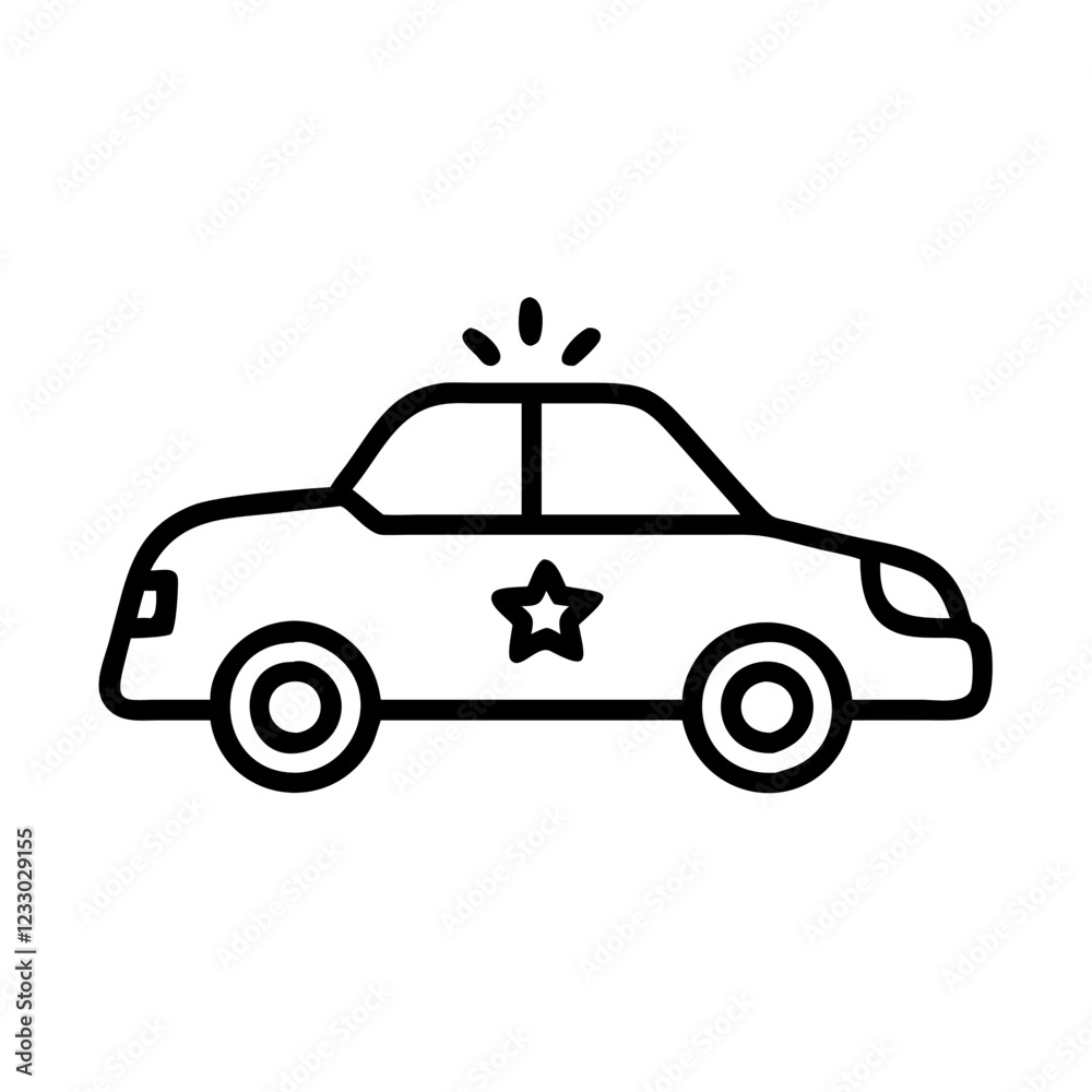 Police Car Icon for Law Enforcement and Security Themes Police Car Icon for Law Enforcement and Security Themes