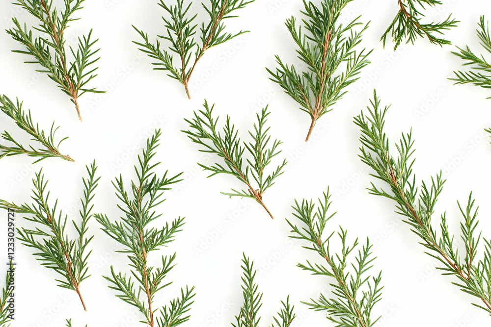 Melaleuca leaves and branches highlighted on a white background for herbal and natural themes Melaleuca leaves and branches highlighted on a white background for herbal and natural themes