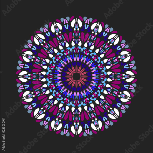 Round colorful circular abstract stone pattern mandala art - ornamental vector graphic from geometric shapes