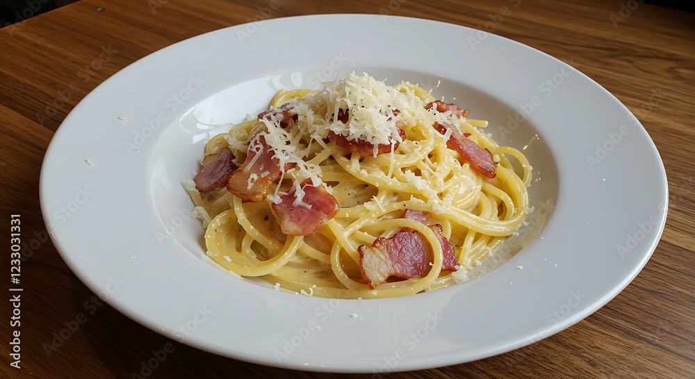 Delicious Creamy Carbonara Pasta with Bacon Delicious Creamy Carbonara Pasta with Bacon