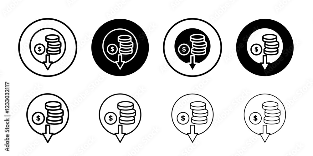 Cost reduction icon Outline thin set pack series Cost reduction icon Outline thin set pack series