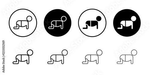 Crawling baby icon Outline thin set pack series