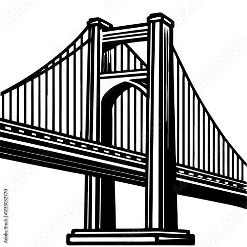 Verrazzano-Narrows Bridge California is one of the most famous bridges in the United States. Solid silhouette urban vector PNG