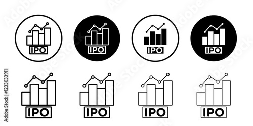 IPO Initial public offering icon Outline thin set pack series