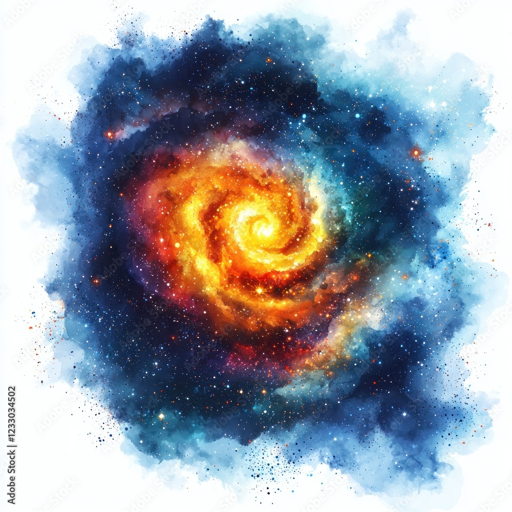 Fototapeta premium Swirling cosmic galaxy in nebula space; backdrop for creative projects