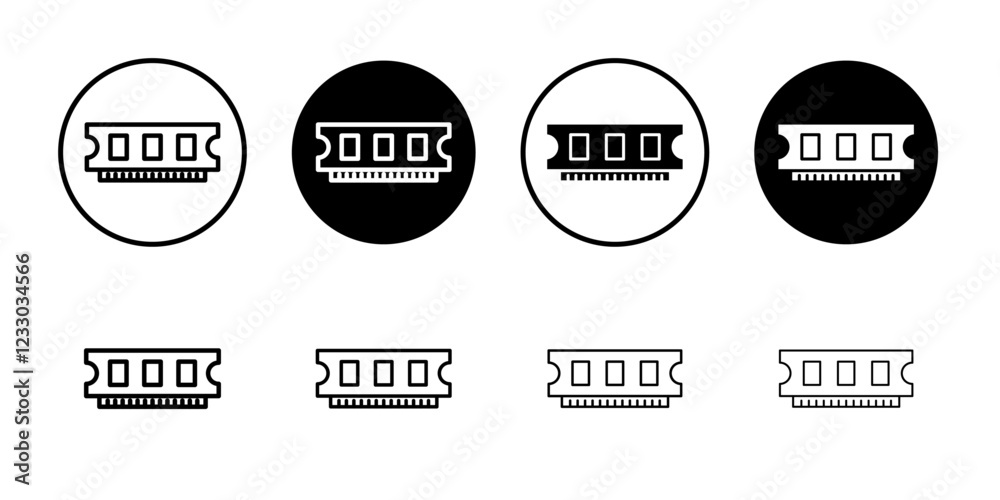 Fototapeta premium memory, ram icon Outline thin set pack series