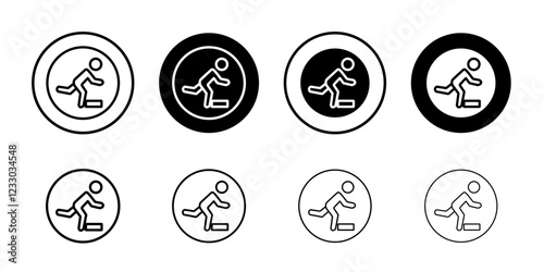 Man tripping icon Outline thin set pack series