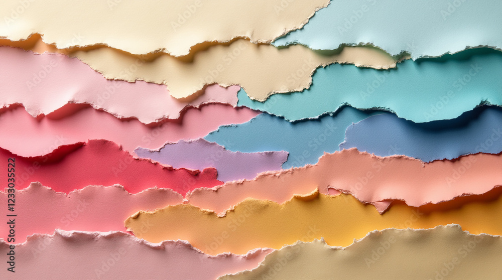 Fototapeta premium Colorful torn paper background with watercolor effect